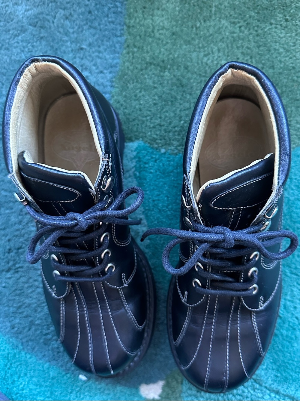 Fluevog VINTAGE EXCELLENT Angels Supervog black swirl ankle boot -W8.5/M7 - Picture 10 of 16